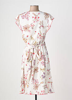 Rochie midi imprimeu floral mâneci scurte bej AURA BY FIGURE LIBRE femeie