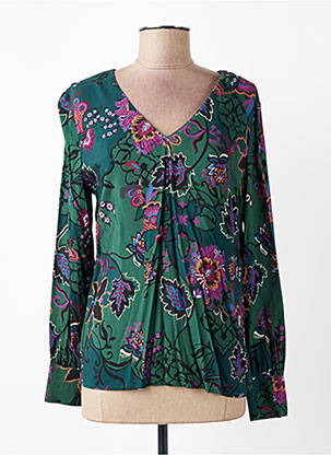 Bluză țesătură poplin mâneci lungi verde VOODOO femeie