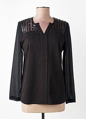 Top țesătură crep mâneci lungi negru VOODOO femeie