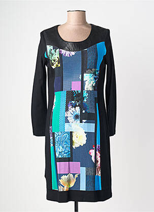 Rochie midi imprimeu fantezie mâneci lungi negru JUMFIL femeie