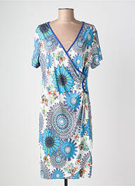 Rochie midi imprimeu floral mâneci scurte albastru JUMFIL femme