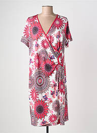 Rochie midi imprimeu floral mâneci scurte roz JUMFIL femme