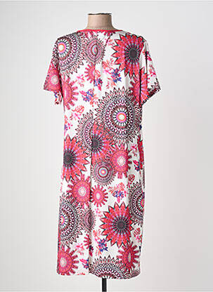 Rochie midi imprimeu floral mâneci scurte roz JUMFIL femeie