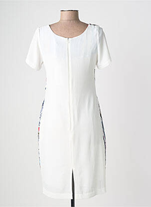 Rochie midi imprimeu fantezie mâneci scurte alb QUATTRO femeie