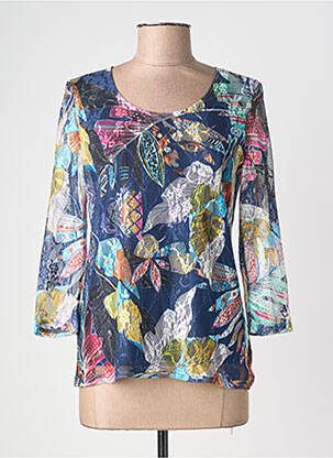 Tricou imprimeu fantezie mâneci 3/4 albastru JUMFIL femme