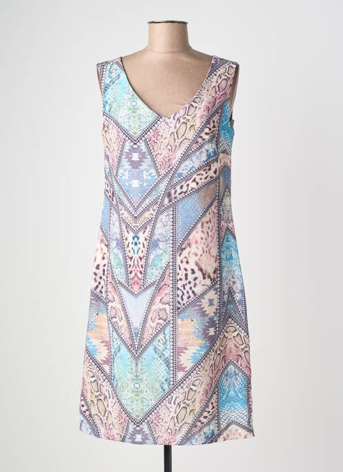 Rochie midi imprimeu fantezie fără mâneci albastru JUMFIL femme