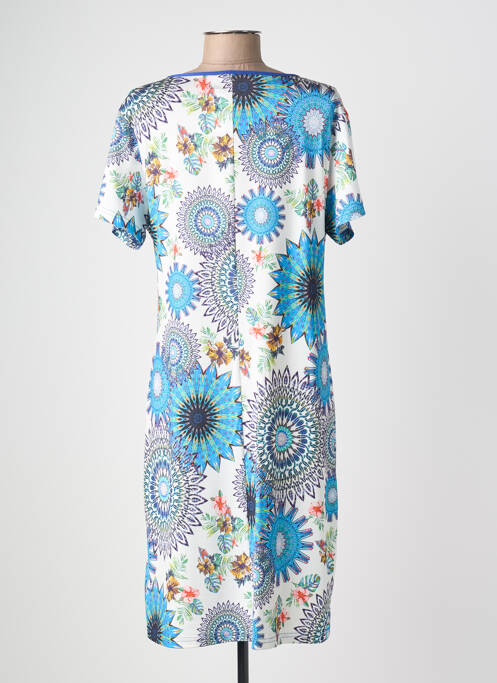 Rochie midi imprimeu floral mâneci scurte albastru JUMFIL femme