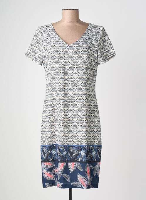 Rochie midi imprimeu fantezie mâneci scurte alb JUMFIL femme