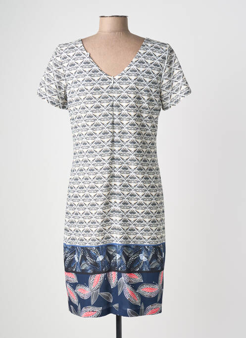 Rochie midi imprimeu fantezie mâneci scurte alb JUMFIL femme
