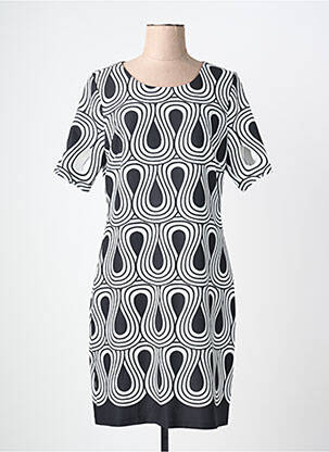 Rochie midi imprimeu fantezie mâneci scurte negru GUY DUBOUIS femeie