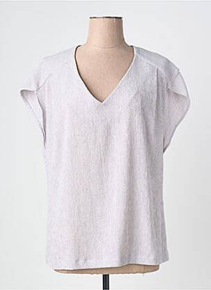 Top țesătură crep mâneci scurte gri QUATTRO femeie