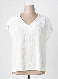 Top elasticitate mâneci scurte alb QUATTRO femme