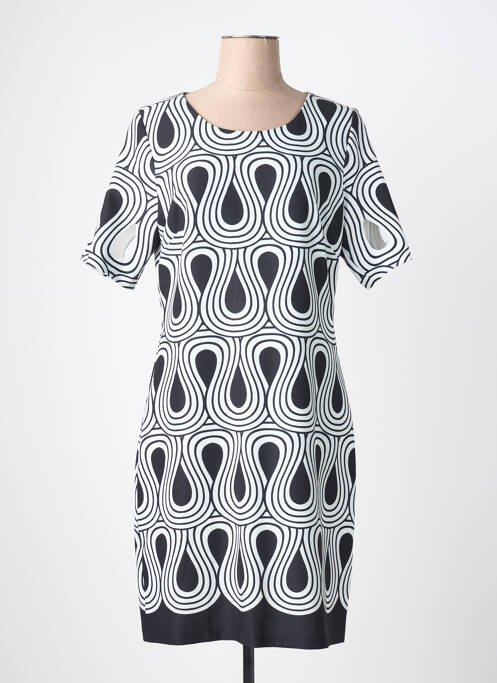 Rochie midi imprimeu fantezie mâneci scurte negru GUY DUBOUIS femme