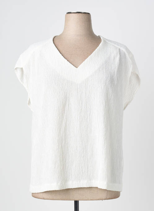 Top elasticitate mâneci scurte alb QUATTRO femme