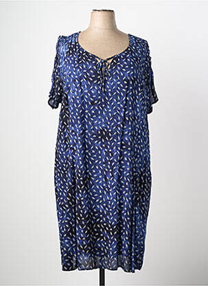 Rochie midi imprimeu fantezie mâneci scurte albastru FRED SABATIER femeie