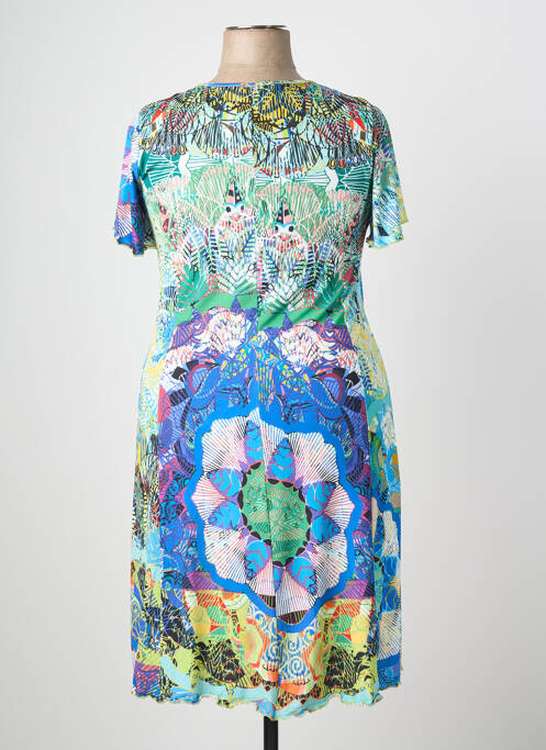 Rochie midi imprimeu fantezie mâneci scurte albastru JUMFIL femme