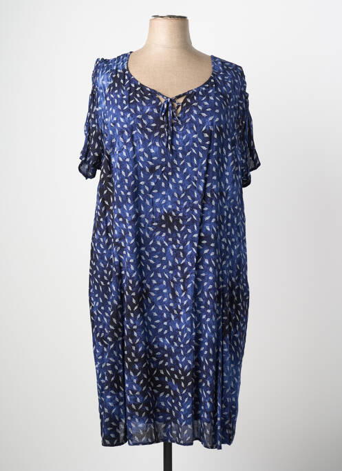 Rochie midi imprimeu fantezie mâneci scurte albastru FRED SABATIER femme