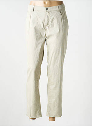 Pantalon 7/8 țesătură poplin mărime normală bej BRUNO SAINT HILAIRE femeie