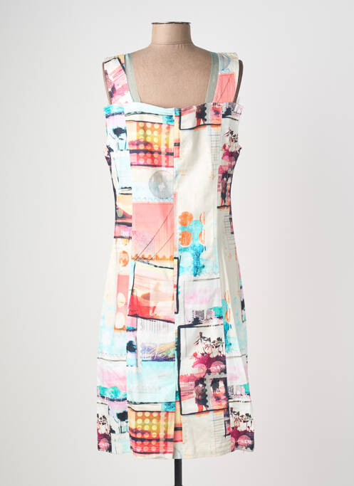 Rochie midi imprimeu fantezie fără mâneci bej QUATTRO femme
