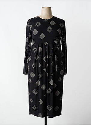 Rochie midi imprimeu fantezie mâneci lungi negru MASAI femeie