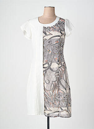 Rochie midi imprimeu fantezie mâneci scurte maro QUATTRO femeie