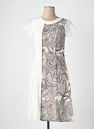 Rochie midi imprimeu fantezie mâneci scurte maro QUATTRO femeie