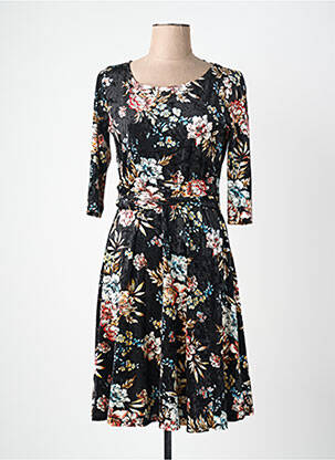 Rochie midi imprimeu floral mâneci 3/4 negru QUATTRO femeie