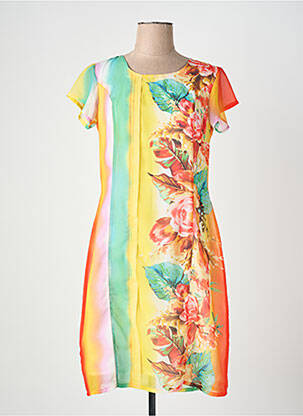 Rochie midi imprimeu floral mâneci scurte portocalie QUATTRO femeie