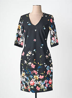 Rochie midi imprimeu floral mâneci 3/4 negru QUATTRO femeie