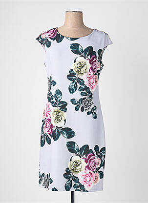 Rochie midi imprimeu floral mâneci scurte gri QUATTRO femeie