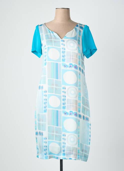 Rochie midi țesătură crep mâneci scurte albastru QUATTRO femme