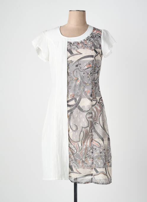 Rochie midi imprimeu fantezie mâneci scurte maro QUATTRO femme