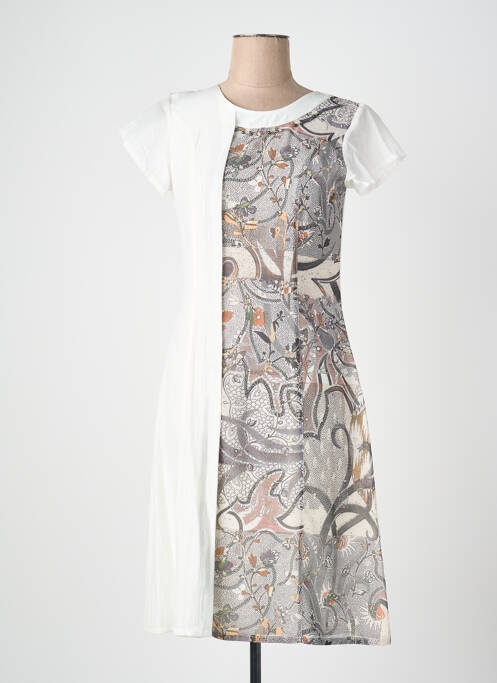 Rochie midi imprimeu fantezie mâneci scurte maro QUATTRO femme