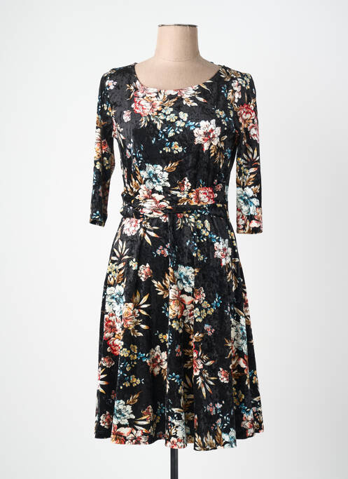 Rochie midi imprimeu floral mâneci 3/4 negru QUATTRO femme