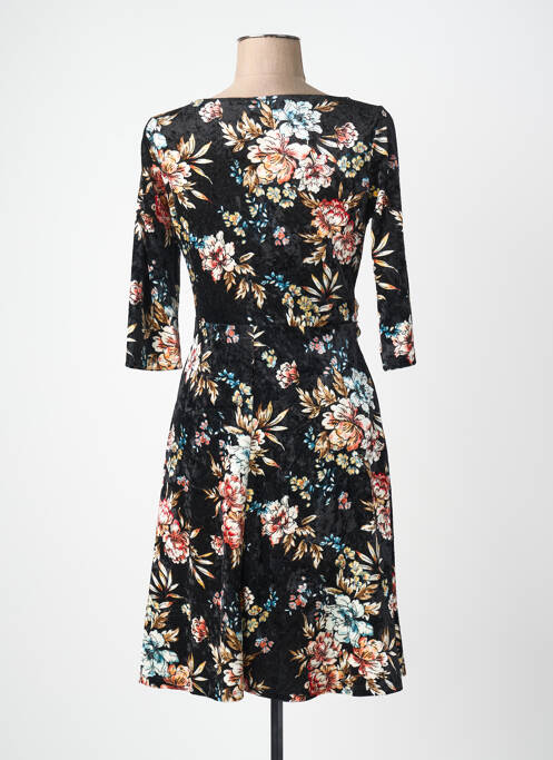Rochie midi imprimeu floral mâneci 3/4 negru QUATTRO femme