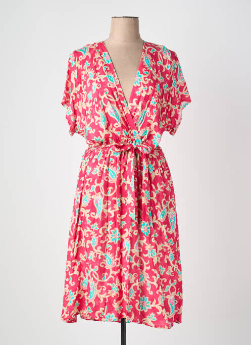 Rochie midi imprimeu floral mâneci scurte roșu QUATTRO femme