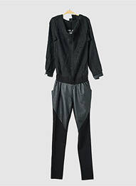 Salopetă-pantalon buzunare mâneci lungi negru NÜ femeie
