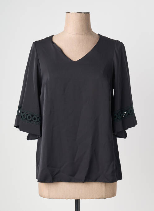 Top guler în v mâneci 3/4 negru QUATTRO femme