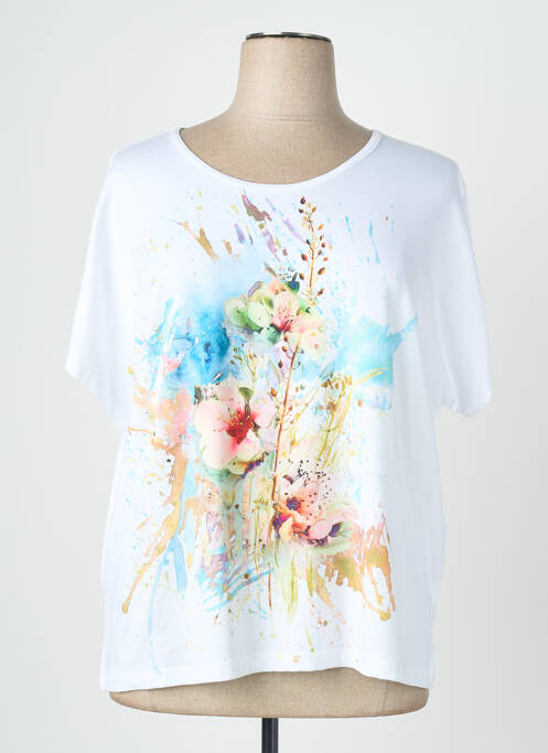 Tricou croială dreaptă mâneci scurte alb QUATTRO femme