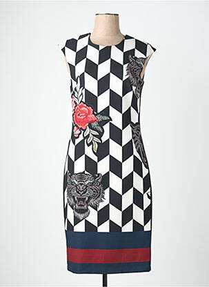Rochie midi închidere cu fermoar la spate mâneci scurte negru QUATTRO femeie