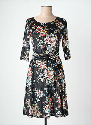 Rochie midi imprimeu floral mâneci 3/4 negru QUATTRO femeie