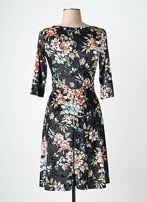 Rochie midi imprimeu floral mâneci 3/4 negru QUATTRO femeie
