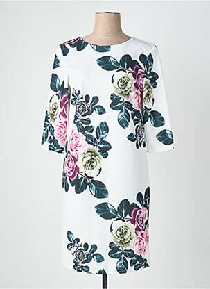 Rochie midi imprimeu floral mâneci 3/4 alb QUATTRO femeie