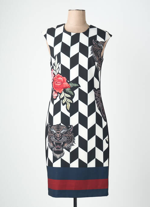 Rochie midi închidere cu fermoar la spate mâneci scurte negru QUATTRO femme
