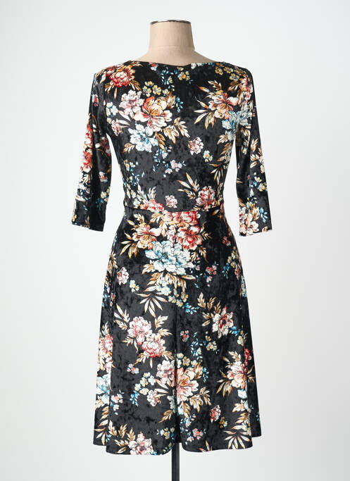 Rochie midi imprimeu floral mâneci 3/4 negru QUATTRO femme