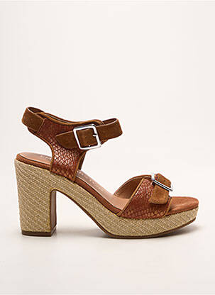 Sandale/pantofi decupați toc pătrat toc de 7 la 9 cm maro EMILIE KARSTON femme