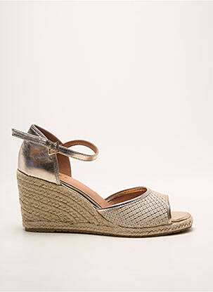 Espadrile țesătură satinată toc de 7 la 9 cm auriu EMILIE KARSTON femeie