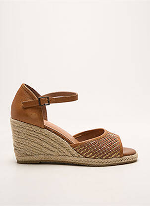 Espadrile țesătură satinată toc de 7 la 9 cm maro EMILIE KARSTON femeie