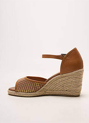 Espadrile țesătură satinată toc de 7 la 9 cm maro EMILIE KARSTON femeie