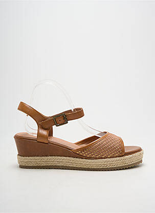 Espadrile țesătură satinată toc de 4 la 6 cm maro EMILIE KARSTON femeie